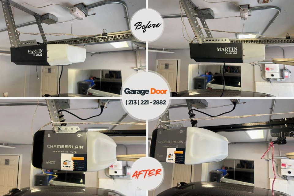 Before and after: garage door repair Setauket, NY